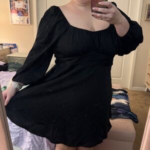 Arula Black Satin Dress with tie back black bow